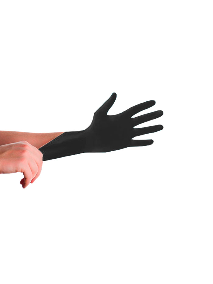 Luva preta de nitrilo sem pó 