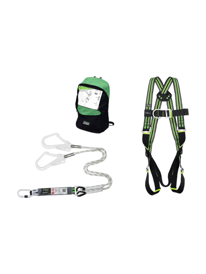 Kit arnês + Corda Y c/ conetor e absorvente + mochila mune