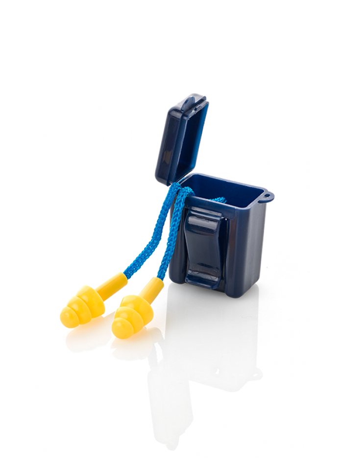 Tampões auditivos reutilizáveis c/ fio ''Ajuste na orelha''