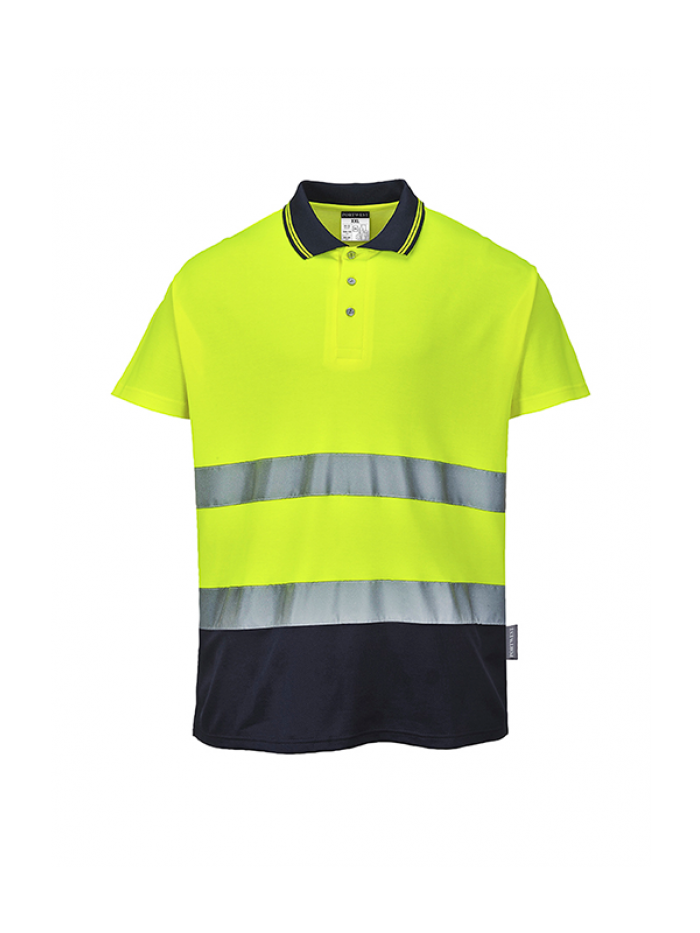 Polo de manga curta bicolor c/ fitas refletoras