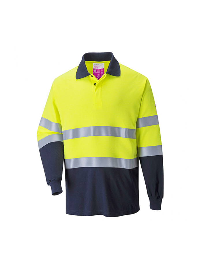 Polo de manga comprida bicolor antiestático Modaflame