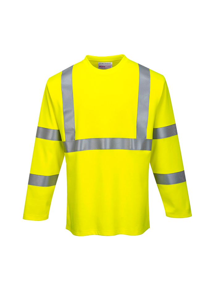 T-shirt de manga comprida antiestática Hi-Vis c/ fitas refletoras