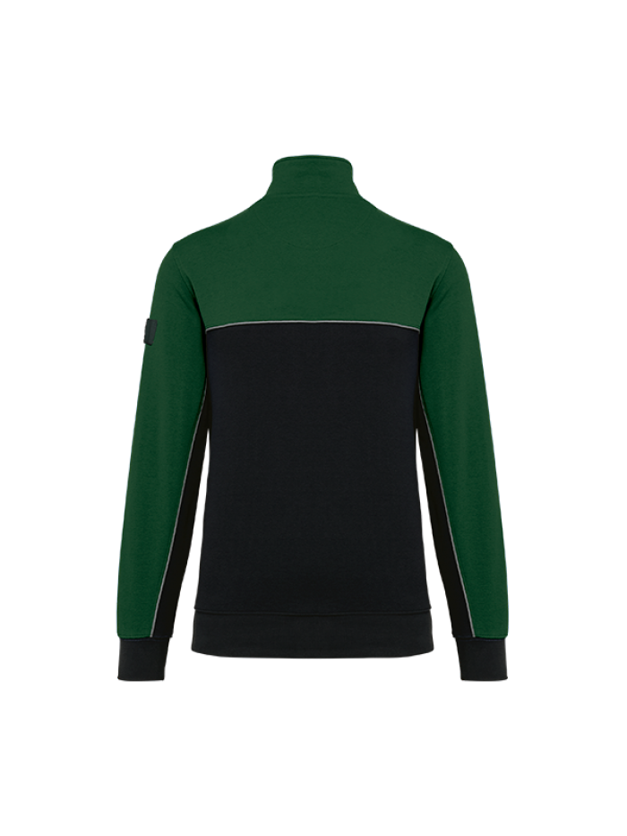 Sweat cardada meio fecho bicolor