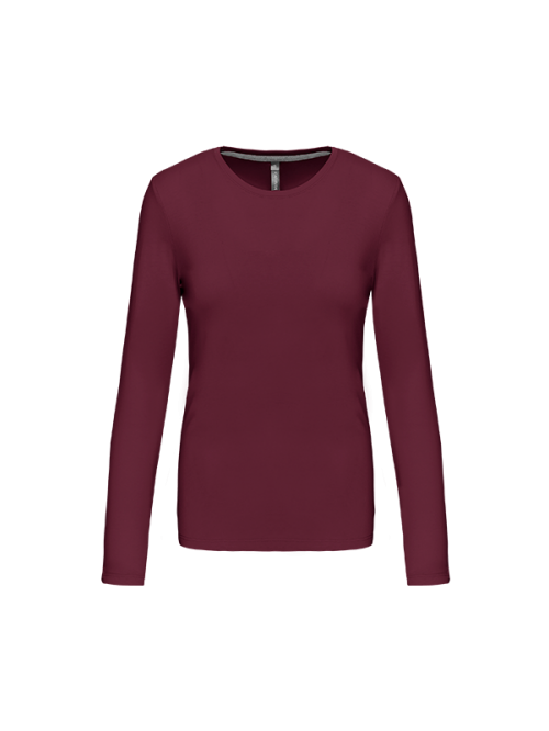 T-shirt manga comprida decote redondo - Mulher